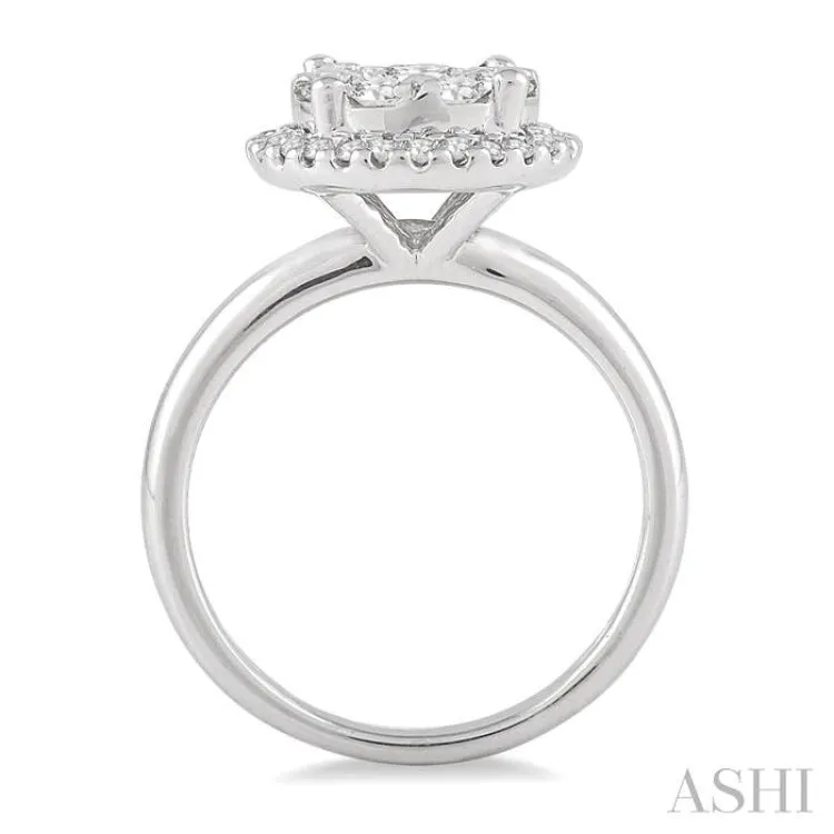 1 Ctw Lovebright Round Cut Diamond Engagement Ring in 14K White Gold