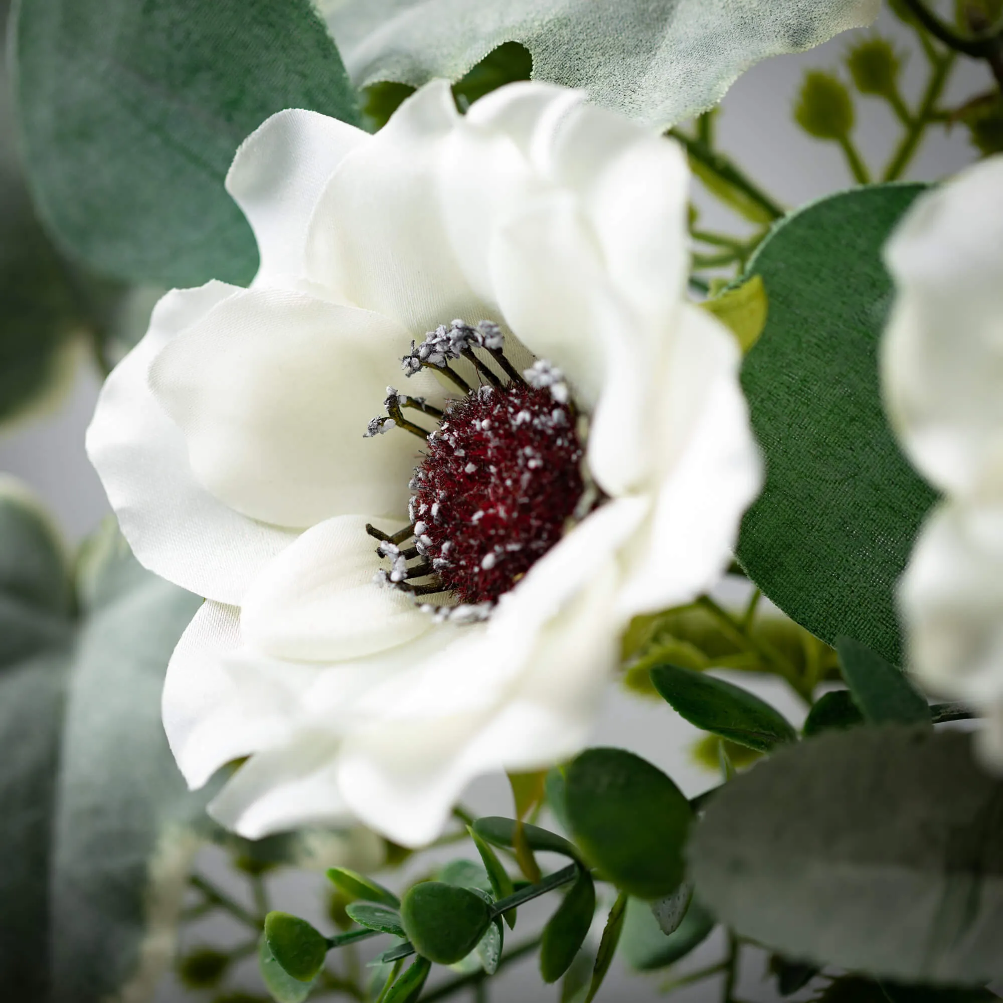 10.25" Sullivans Anemone Silvery Mini Wreath, Multicolored