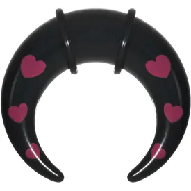 1/2 Black Acrylic Pink Hearts Buffalo Taper