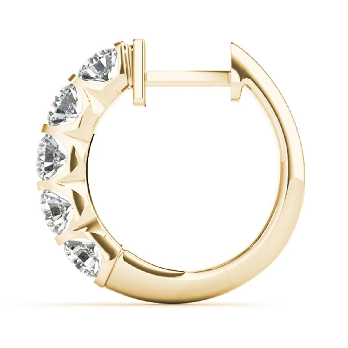 1/2 Carat Tw Natural Channel Set Diamond Hoop Earrings In 14K Yellow Gold