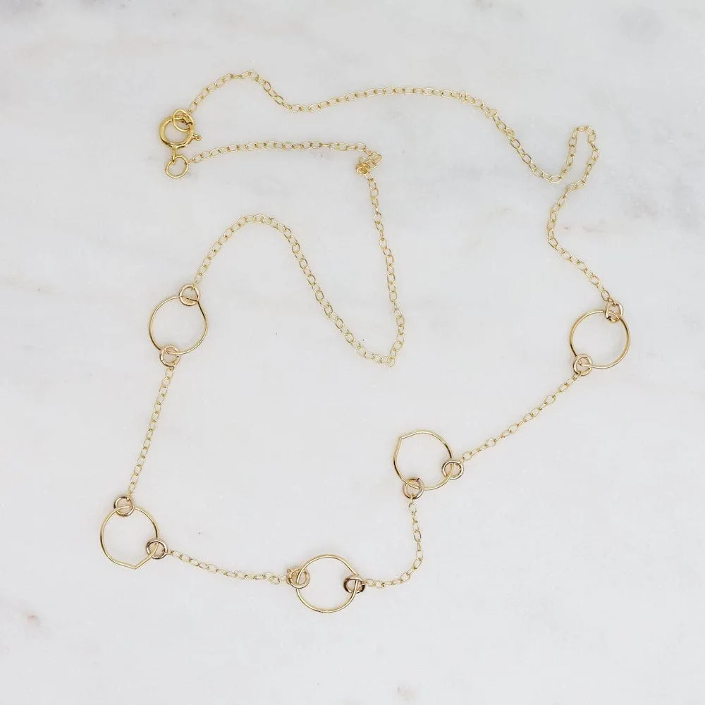 14k Gold Filled Chain with Small Hoops Necklace