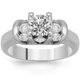 14K Solid White Gold Diamond Engagement Ring 0.71 Ctw