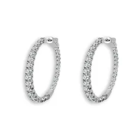 14K White Gold 5ctw Oval Inside Out Diamond Hoops