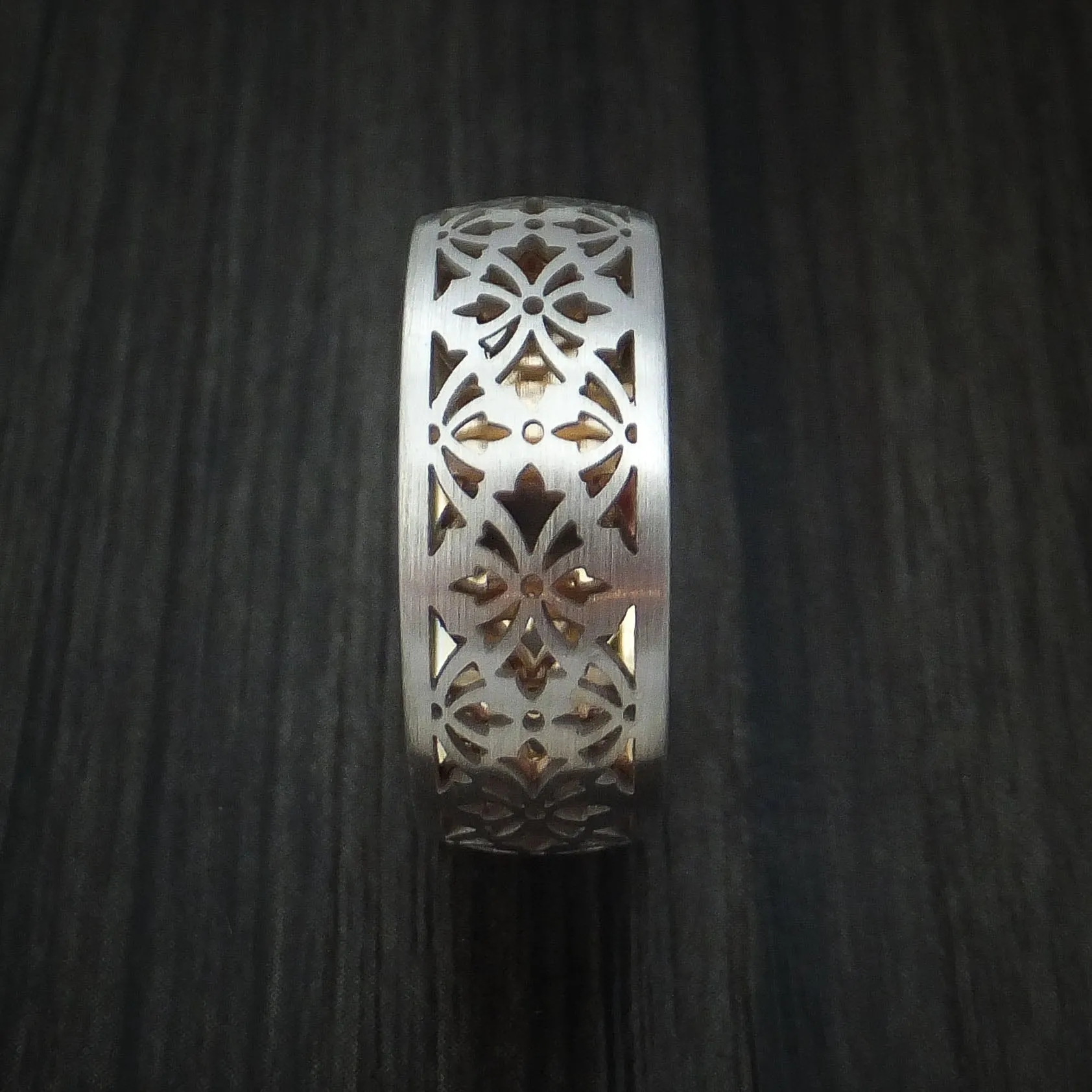 14K White Gold and Yellow Gold Band Custom Made Men's Ring
