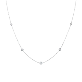14K White Gold Bezel Set Diamond Necklace