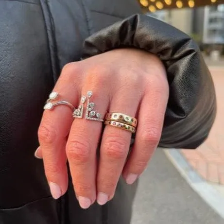 14K White Gold Diamond Crown Ring