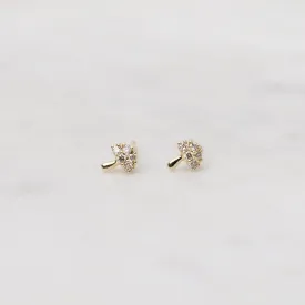 14k Yellow Gold Diamond Mushroom Post Earrings