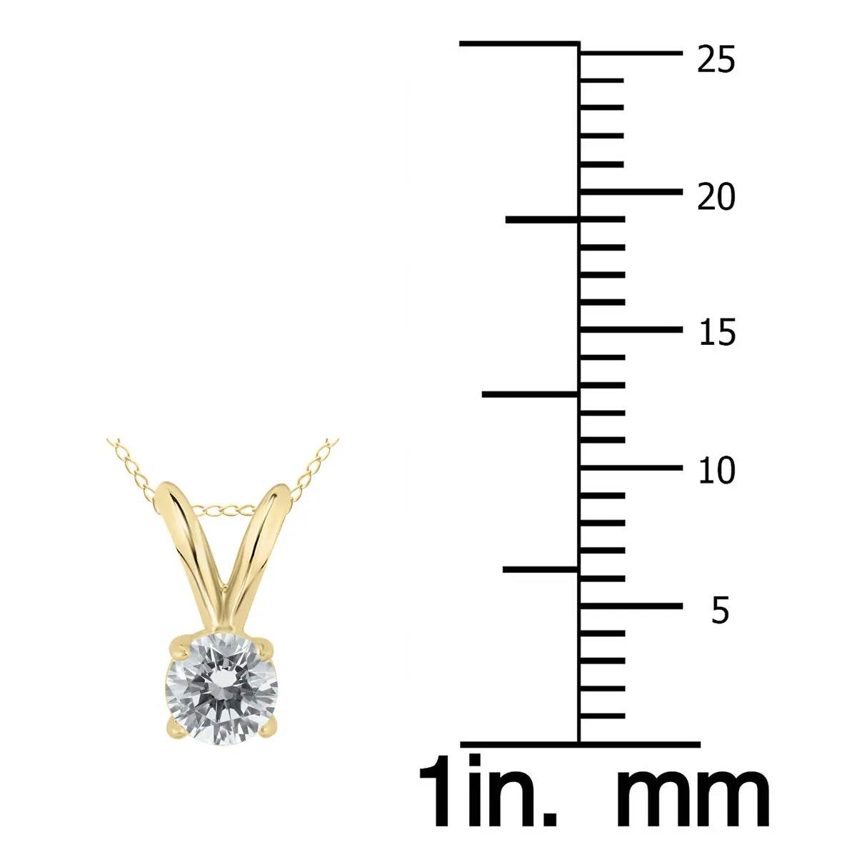 1/7 Carat Round Diamond Solitaire Pendant In 14K Yellow Gold