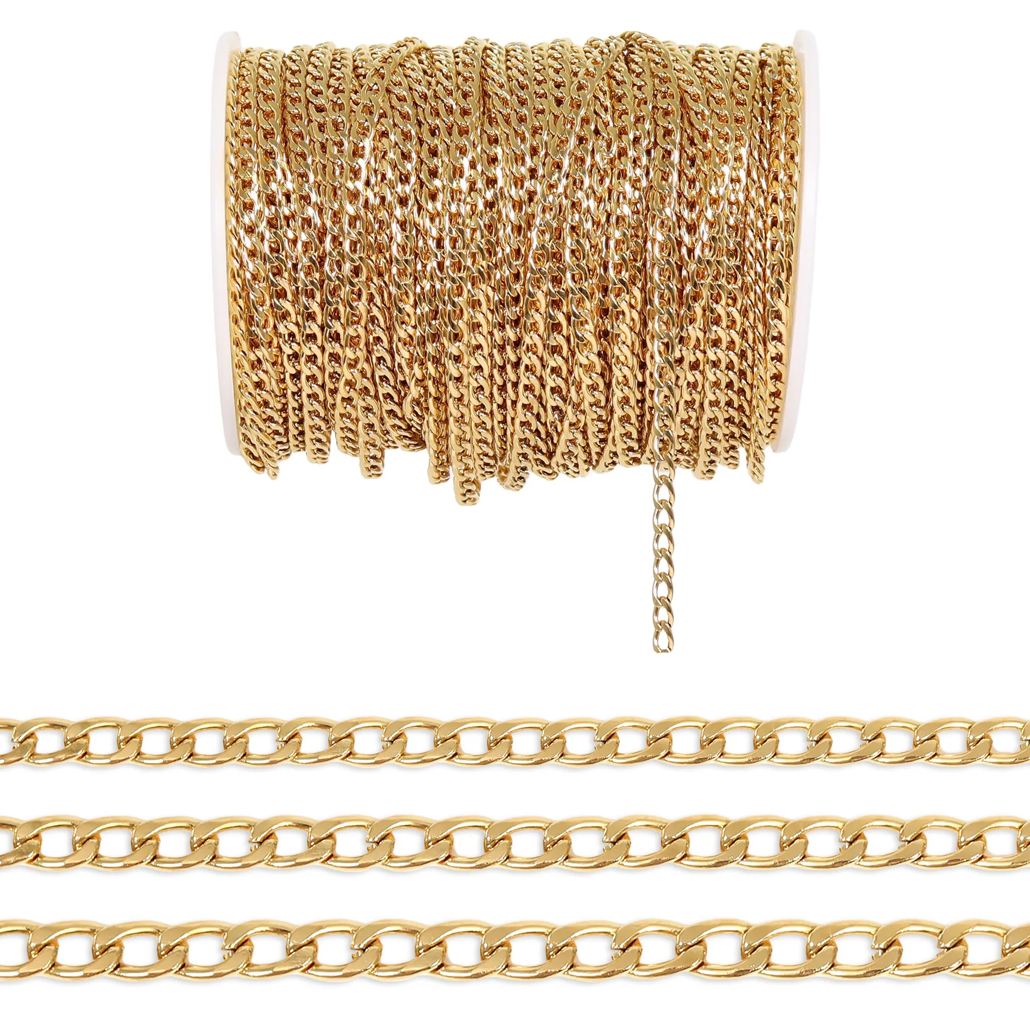 18K Gold PVD Stainless Steel Curb Chain - By The Foot / SPL1026
