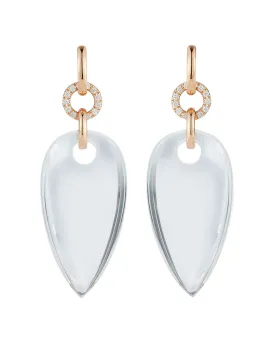 18k Rose Gold Bell Rock Crystal Pear Shaped Earrings