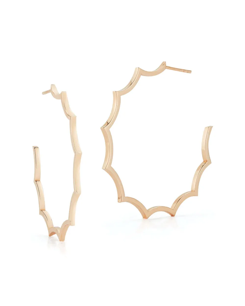 18k Rose Gold Clive Scalloped Hoop Earrings