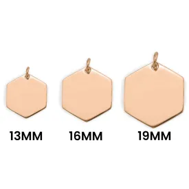 18K Rose Gold PVD Coated Stainless Steel Blank Hexagon Pendant / SBB0237