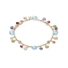 18K YELLOW GOLD MIXED GEMSTONE SINGLE STRAND BRACELET FROM THE PARADISE COLLECTION