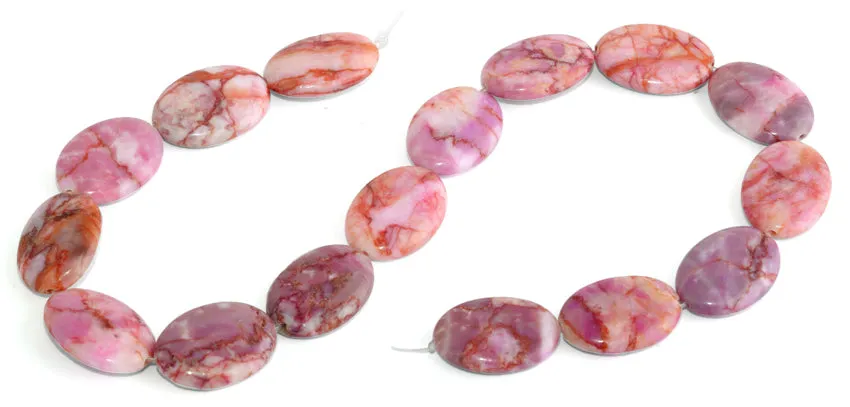 18x25MM Pink Matrix Oval Gemstone Beads
