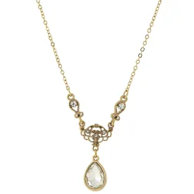 1928 Jewelry Crystal Teardrop Y-Necklace 16"   3" Extender