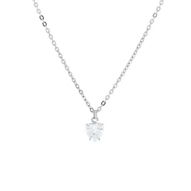 1928 Jewelry Cubic Zirconia Solitaire Heart Pendant Necklace 16"   3" Extender