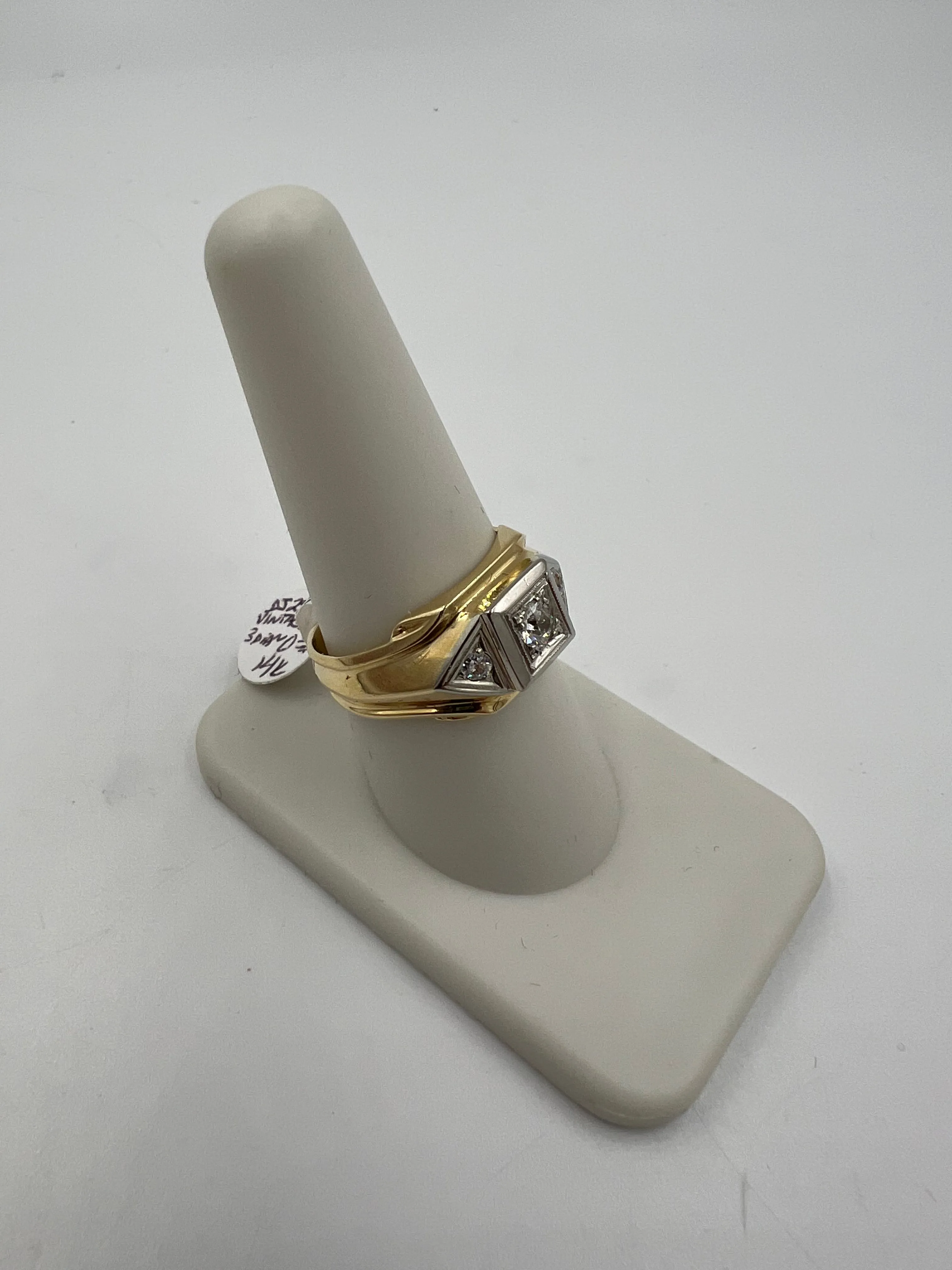 1950s Three Stone Diamond Mens Ring