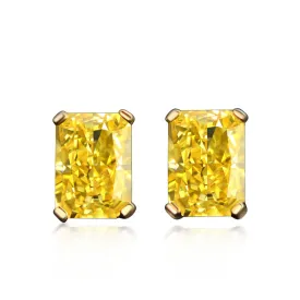 2 Carat Radiant Canary Yellow Studs