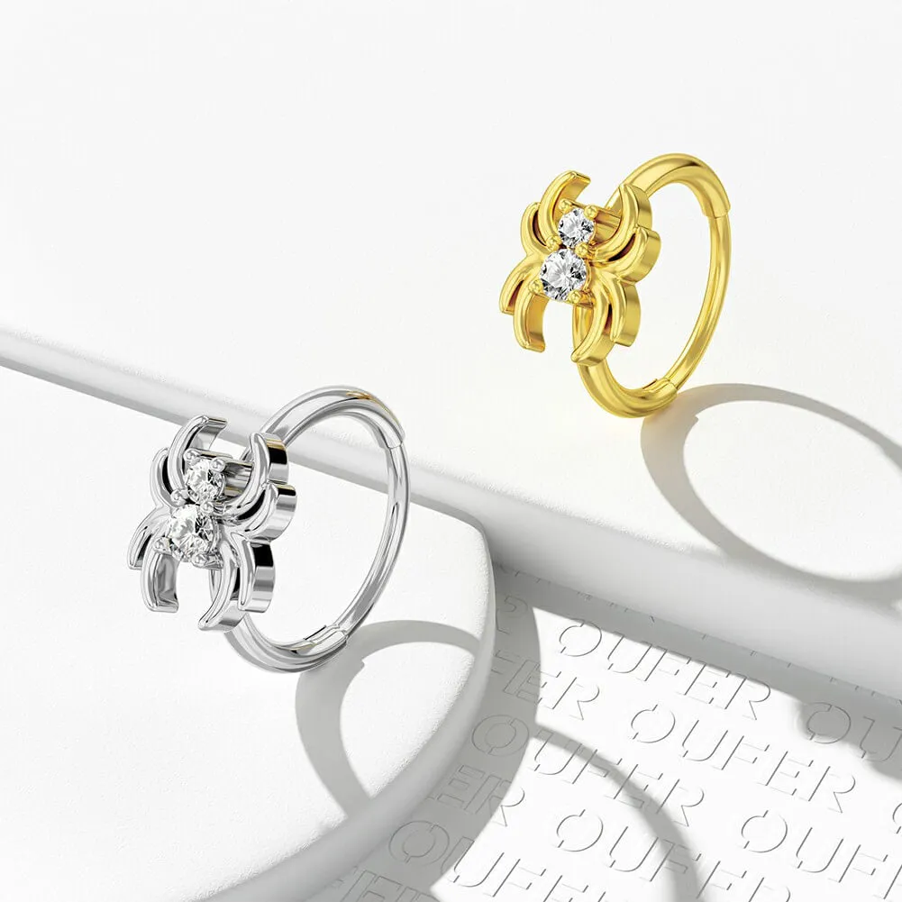 20G Spider CZ Nose Ring Helix Hoop Earring