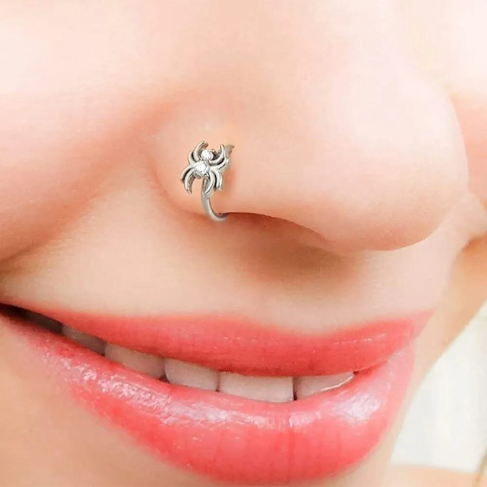 20G Spider CZ Nose Ring Helix Hoop Earring