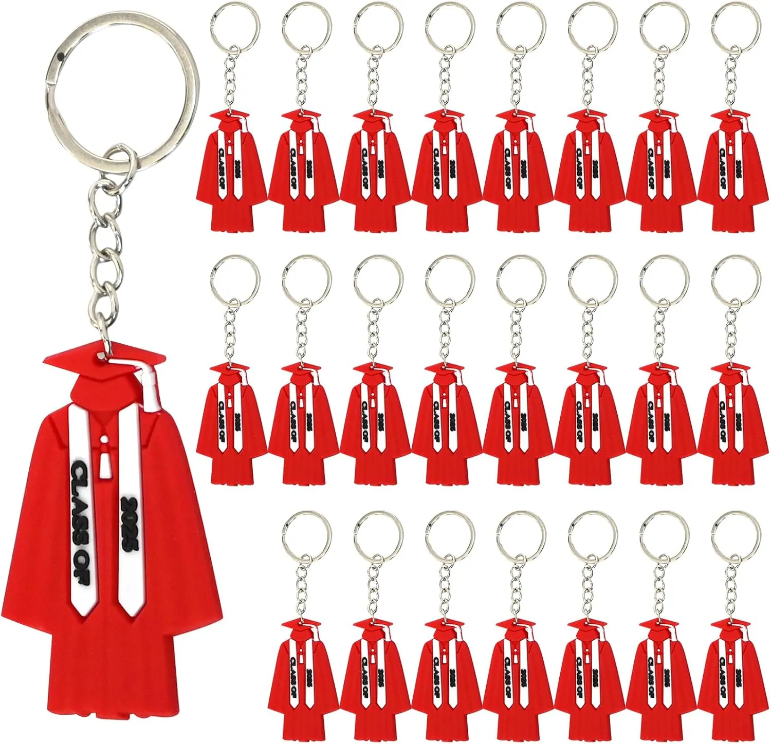 24PCS Class of 2025 Graduation Keychain 2025 Graduation Gown Key Ring Graduation Party Favors