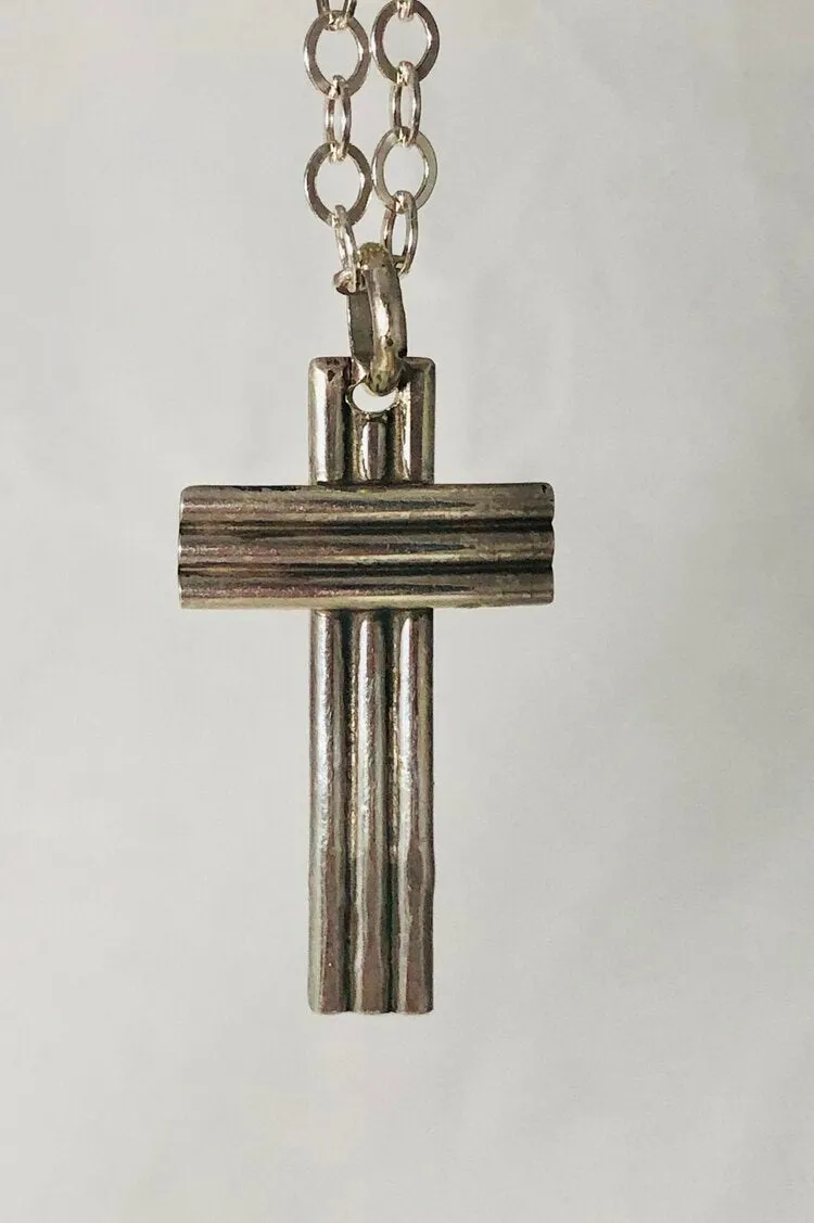 3-Ridged Cross Necklace
