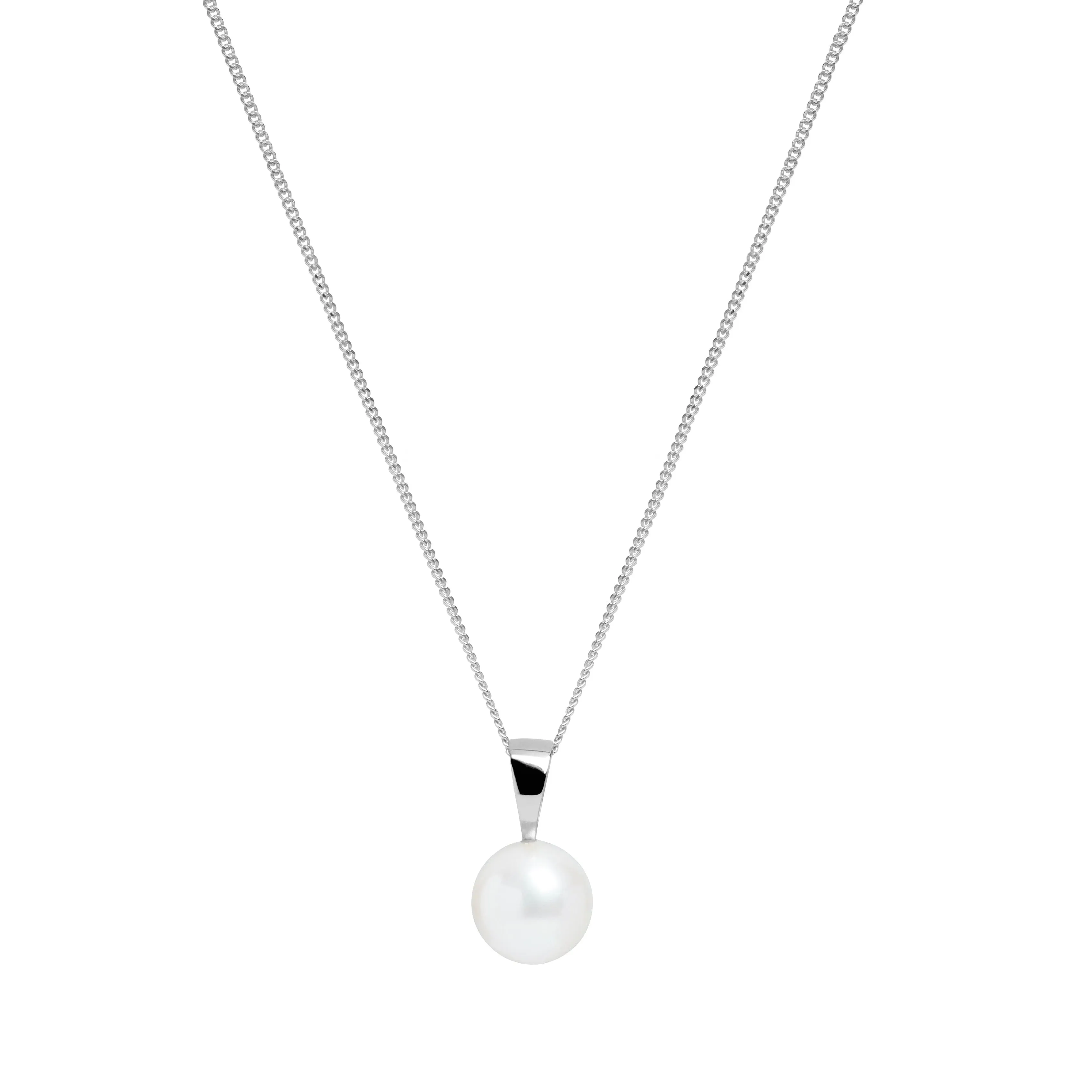 8-8.5mm Round White Freshwater Pearl Sterling Silver Pendant