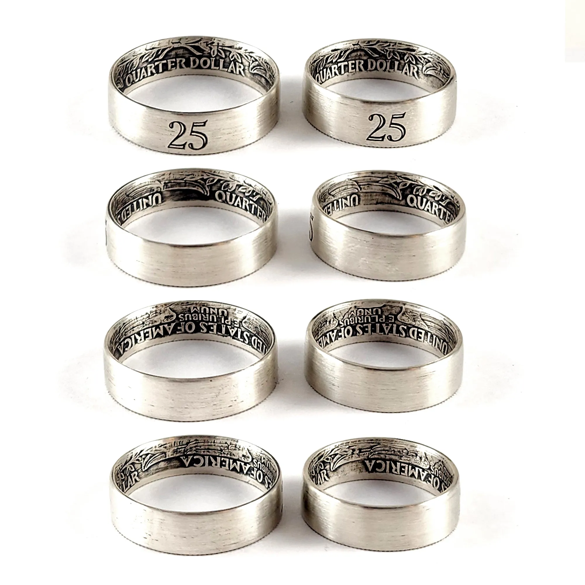 Engraved 25th Anniversary Silver Quarter Ring Set - 90% Pure Silver Gift
