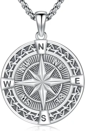 925 Sterling Silver Compass Necklace for Women Men Nautical Pendant Jewelry Gift for Adventurers Compass Jewelry