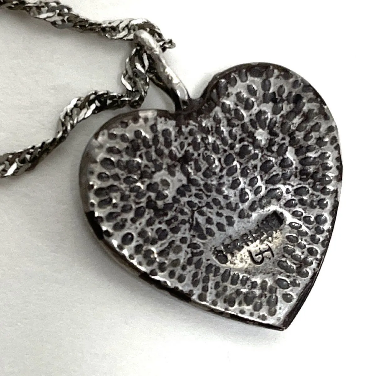 925 Sterling Silver Heart Floral Pendant With 17 Inch Chain 4.51 Grams