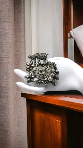 Aaira Silver Lookalike Oxidised Fusion Ring
