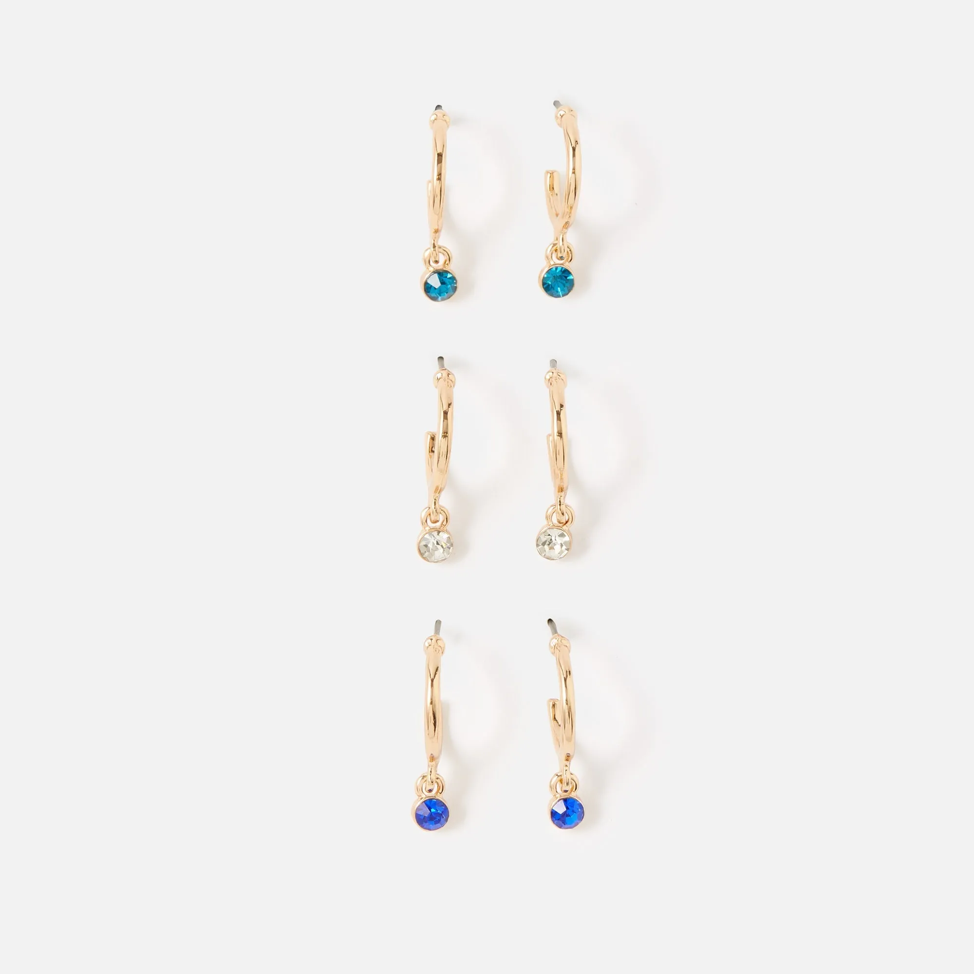 Accessorize London 3 X Ombre Gems Hoop Pack