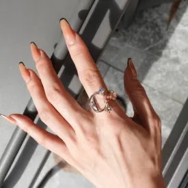 Alphabet C Ring [Champagne/White gems]