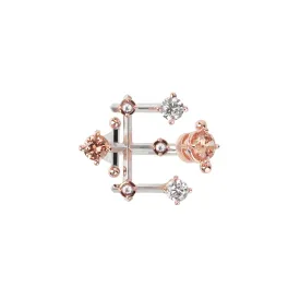 Alphabet E Ring [Champagne/White gems]