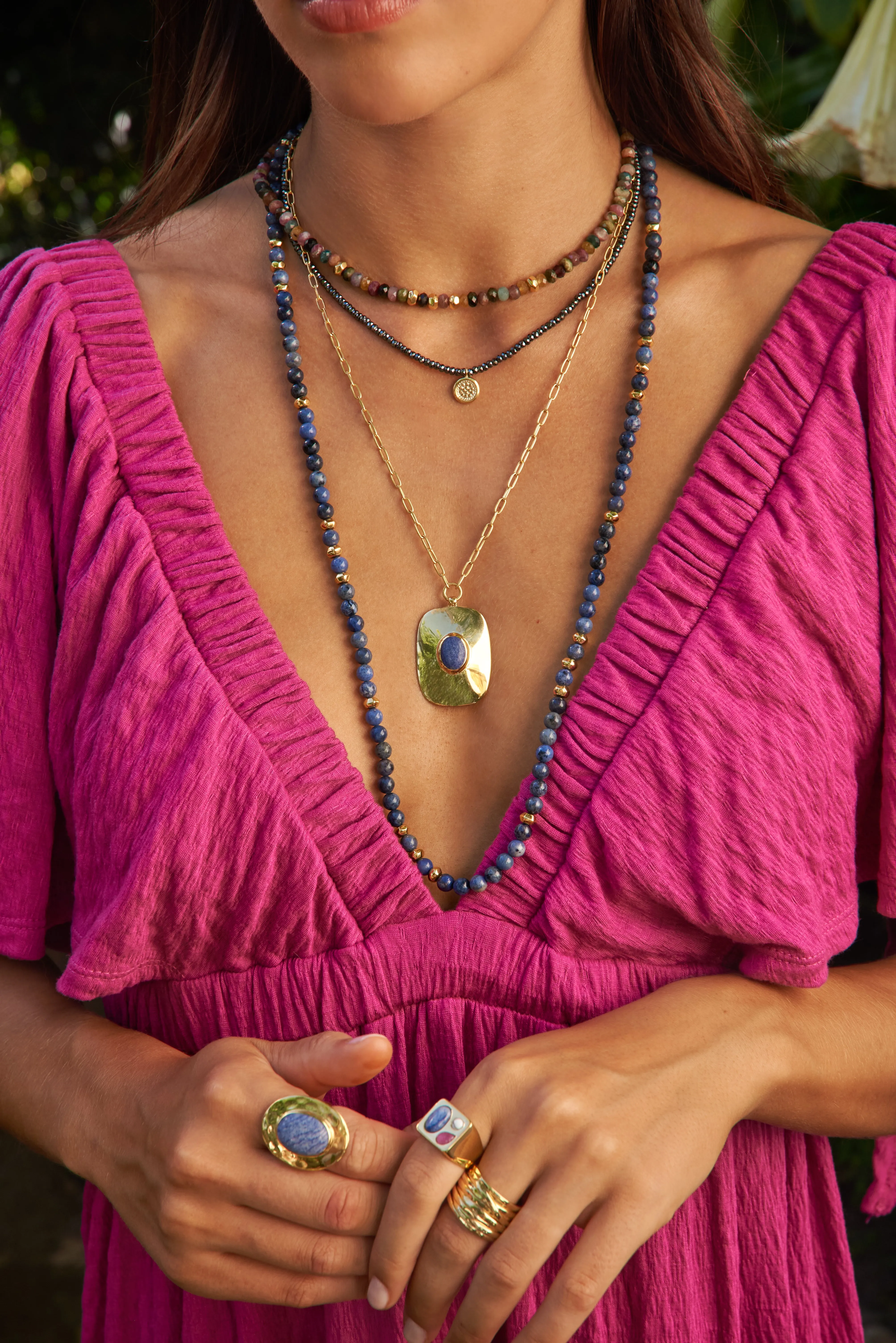 Anna Beck Gold Wavy Dumortierite Necklace