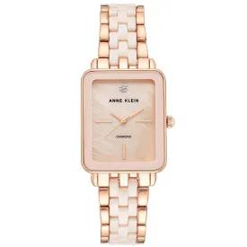 Anne Klein Womens Watch AK/3668LPRG with Genuine Diamond Dial and Ceramic Bracelet - Light Pink/Rose Gold