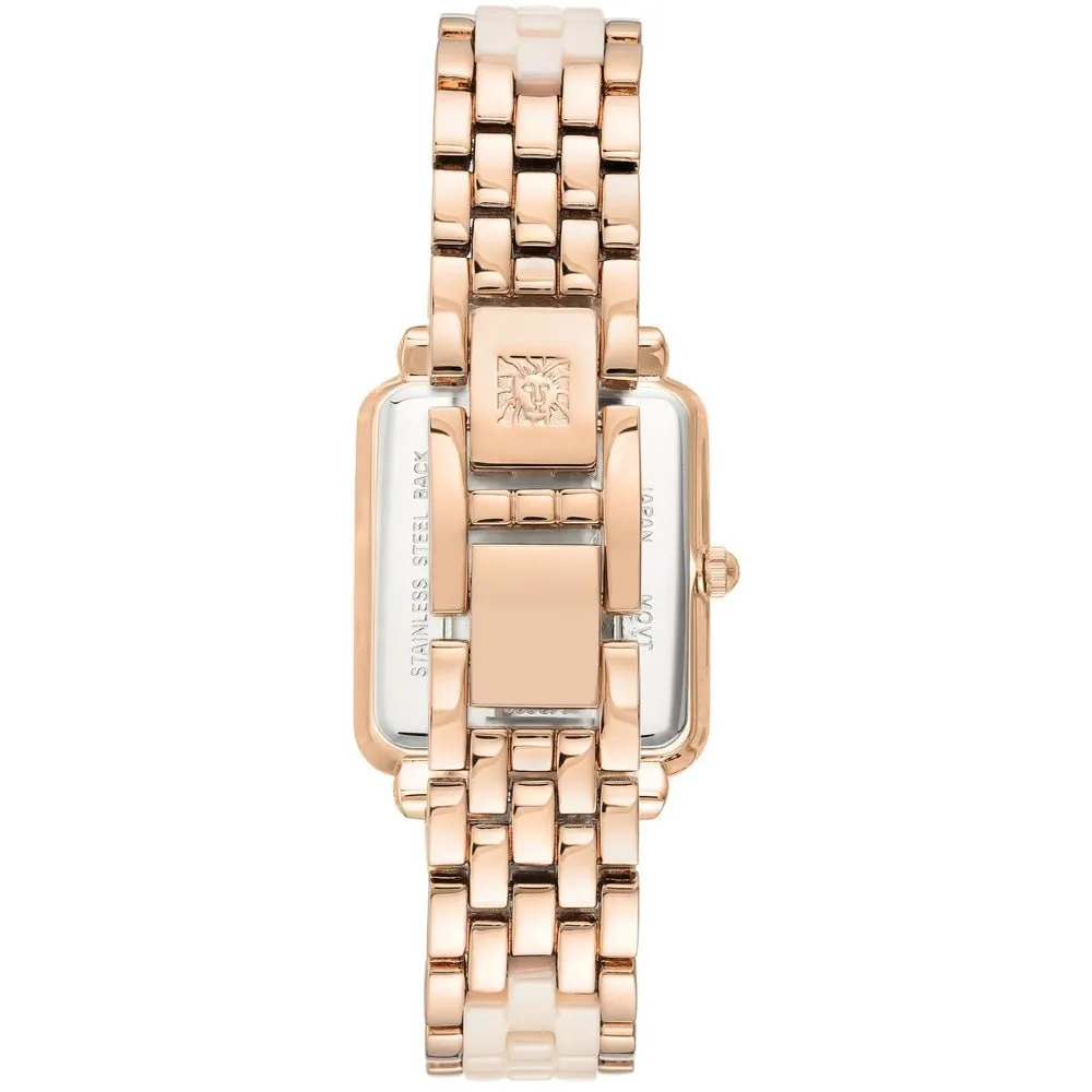 Anne Klein Womens Watch AK/3668LPRG with Genuine Diamond Dial and Ceramic Bracelet - Light Pink/Rose Gold