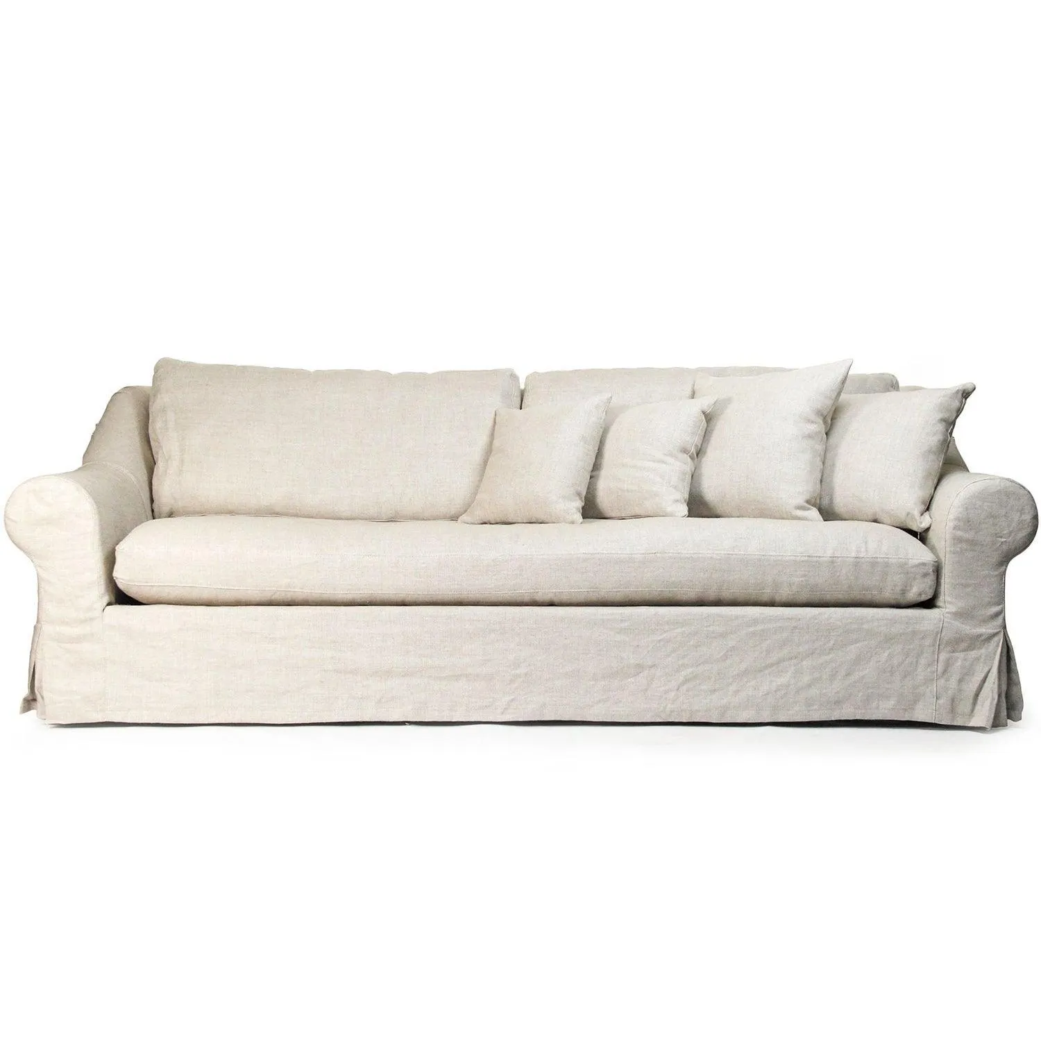 Antique Linen Cabriole Arm Sofa