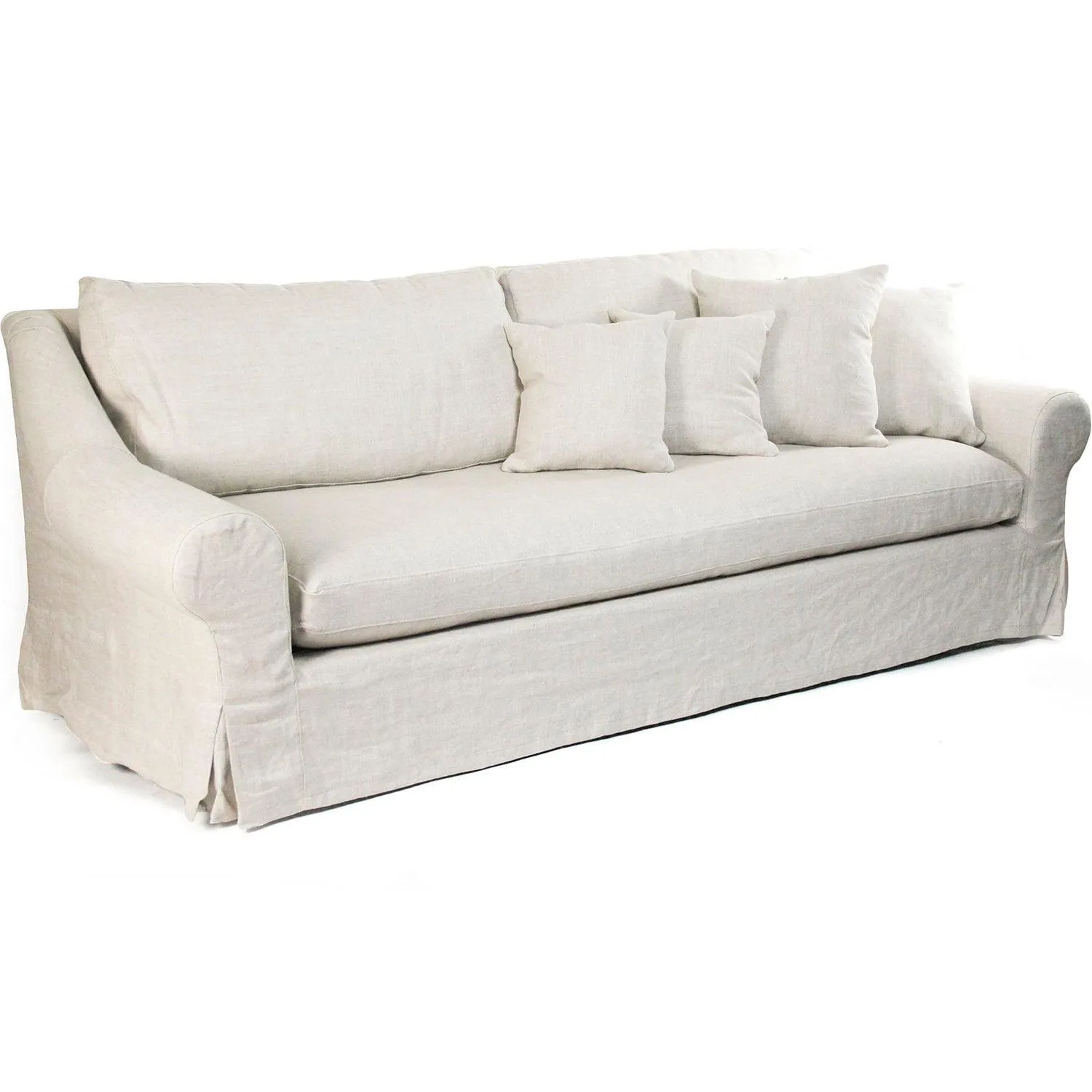 Antique Linen Cabriole Arm Sofa