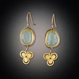 Aquamarine Earrings with 22k Filigree Dot Trio Charm
