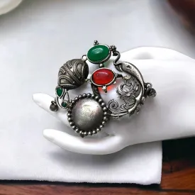 Asmi Silver Lookalike Oxidised Fusion Ring