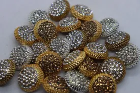 Assorted Pack of Silver Stone Studded Fancy Metal Button