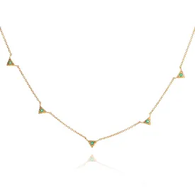 Aztec Collar Necklace, Green Onyx, Gold