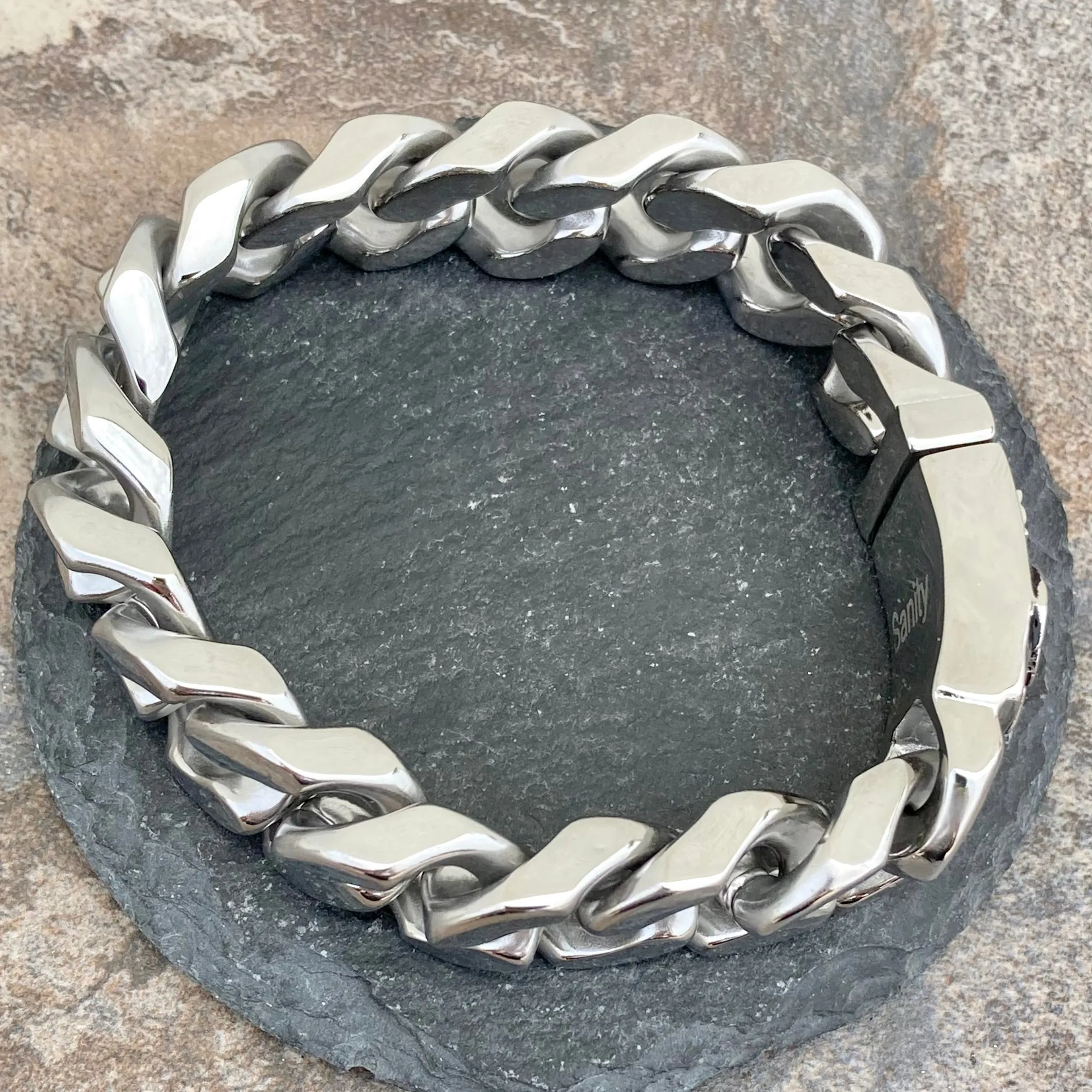 Bagger Bracelet - "EASY BIKER" - Guardian Cross Polished - 3/4" wide - B122