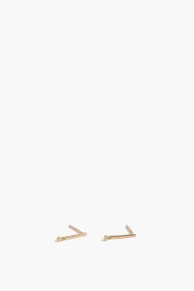 Bar Studs with Hanging Diamond in 14k Yellow Gold