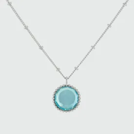 Barcelona Silver March Blue Topaz Birthstone Necklace