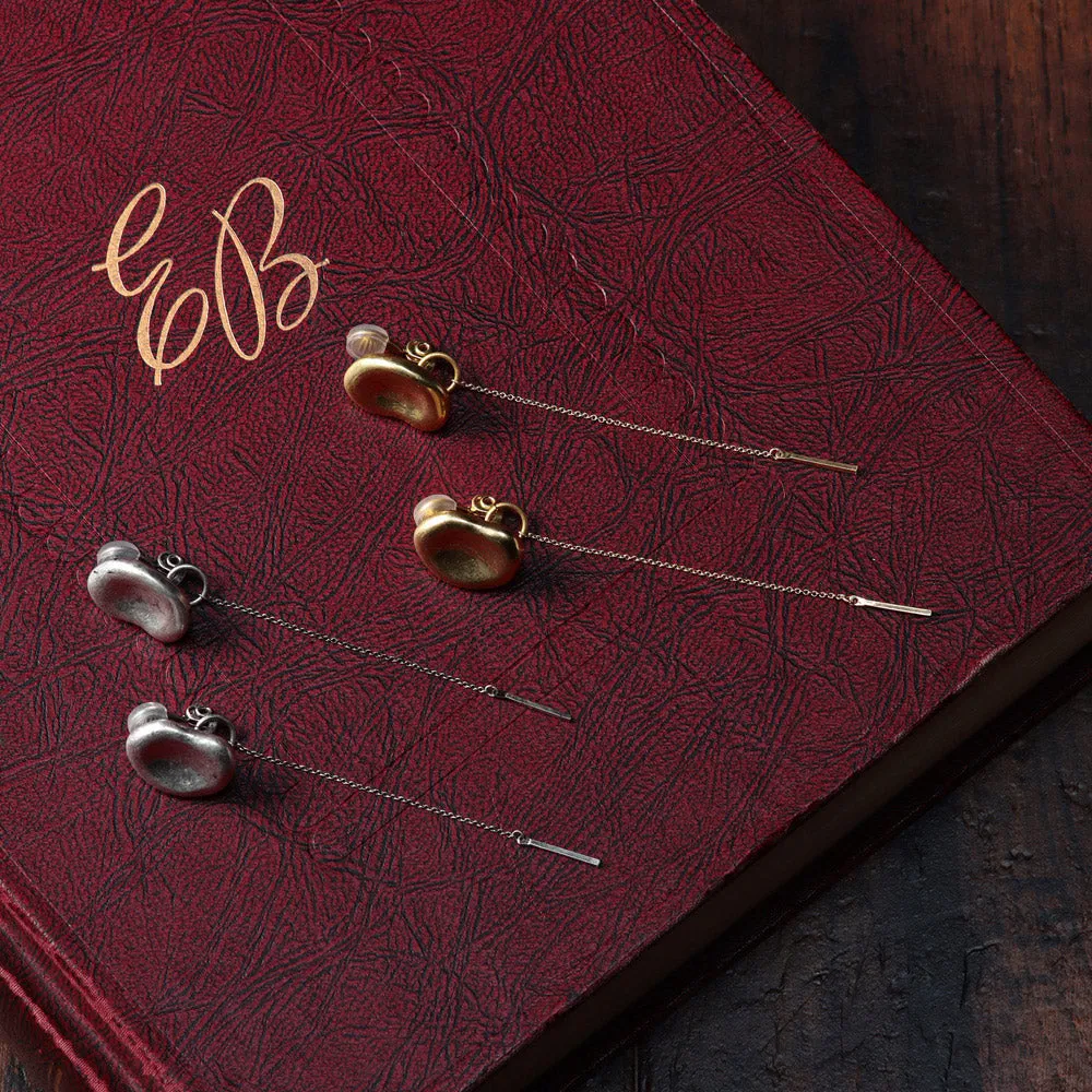 Bean Linear Clip On Earrings