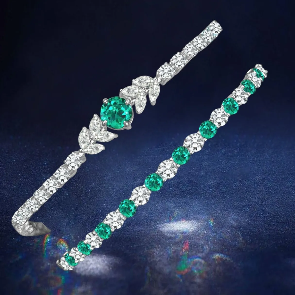 Stunning Belfast Emerald Bracelet with Elegant Sterling Silver Design