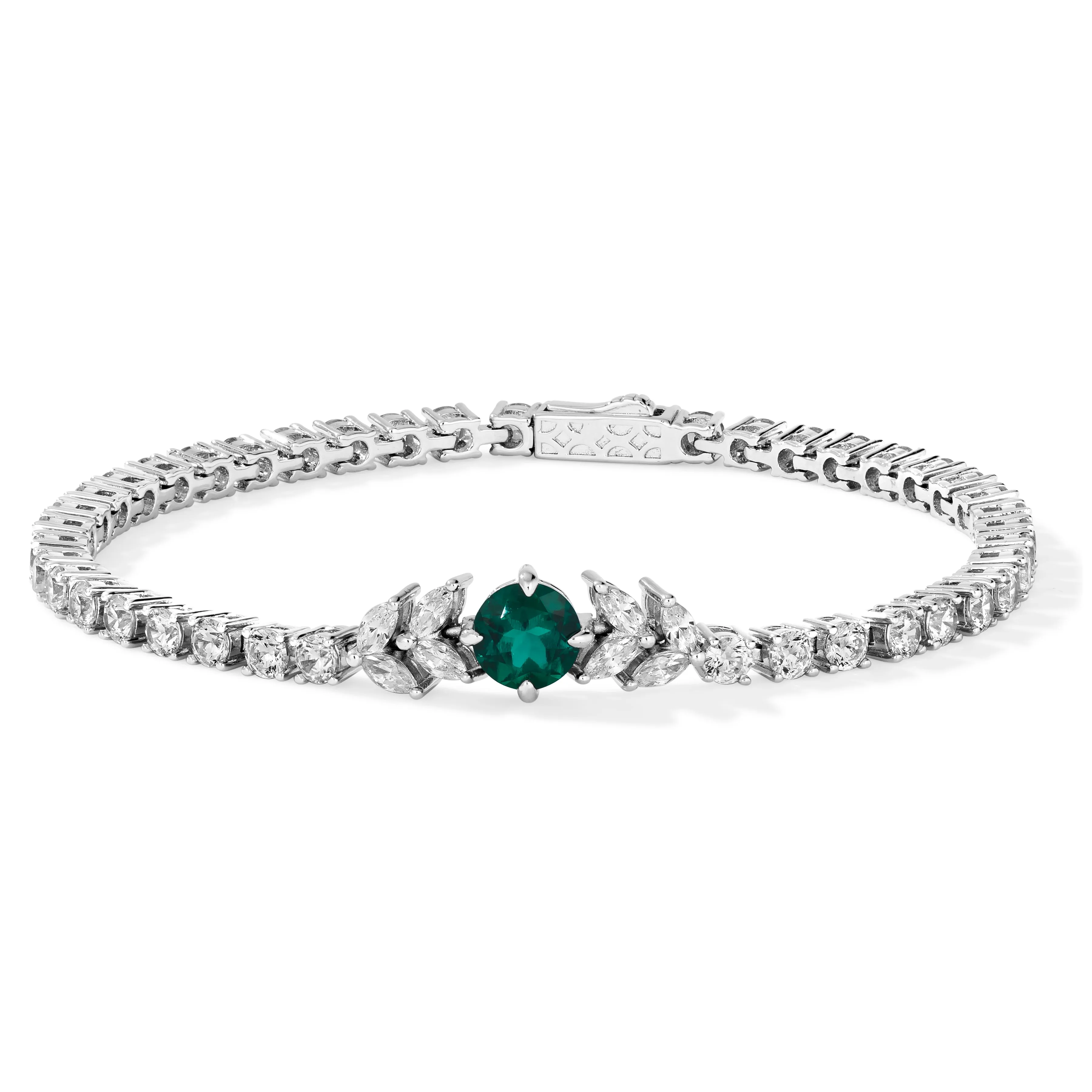 Stunning Belfast Emerald Bracelet with Elegant Sterling Silver Design