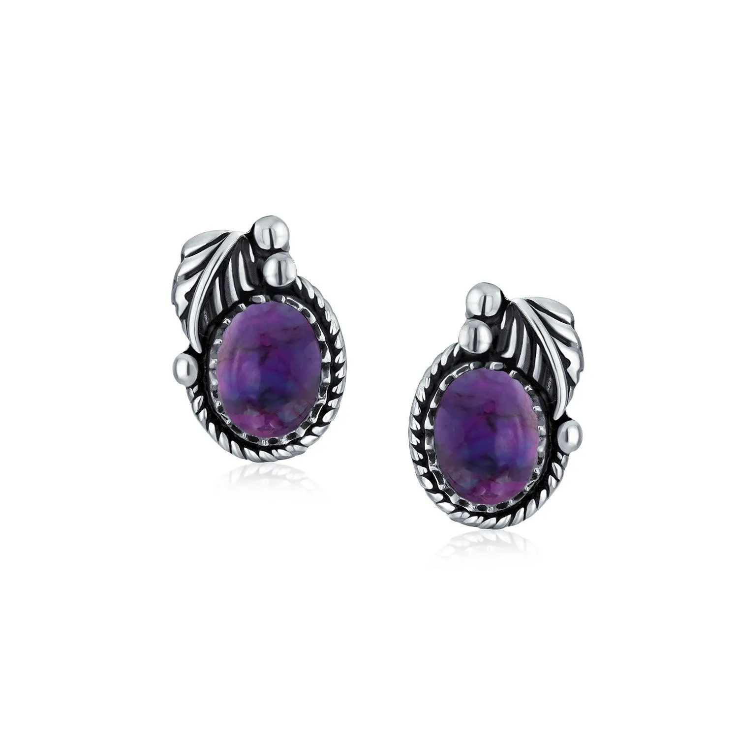 Bezel Moonstone Gemstone Ornate Round Stud Earrings Sterling Silver